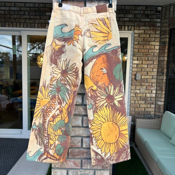 🆕 Free People | We The Free | Tinsley Printed Jeans “Beach Scene” | 29 - Picture 12 of 13